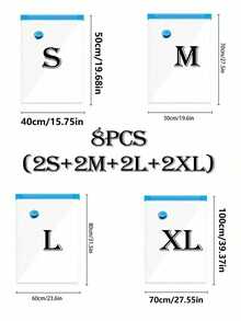 20/10/8/5/1件真空压缩袋，旅行收纳袋，衣物收纳袋，可重复使用真空袋，节省高达80%的空间，适用于夹克、衬衫、棉被、裤子、家居、宿舍、衣柜、卧室、浴室、旅行、返校季卧室、收纳袋、家居收纳、女式白色T恤、女式黑色裤子、女士冬装、连衣裙 - 彩色 - 查看 43