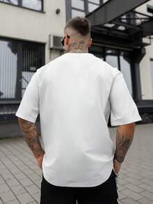 Artur Kramer Los Angeles LA Letter Hand Gesture Logo Print Casual Oversized Men White T-Shirt - White - View 2