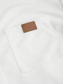 Manfinity Homme Hooded Casual, Pocket, Patch Logo White Men's Shacket - White - View 4