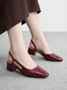 CUCCOO BIZCHIC Women's Pointed Toe Block Heel Colorblock Pumps, Spring/Summer - Bordeaux - View 7