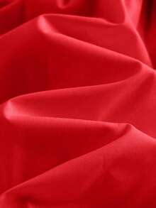 SHEIN 女童纯色荷叶边领无袖束腰连衣裙 - 紅色 - 查看 8