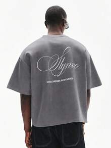 STYNVO Kaos Kasual Pria Lengan Pendek Leher Bulat dengan Cetakan Huruf - Light Grey - View 3