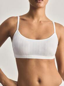 Ocili Women's Comfortable Cotton Rib Knit Bra - White - View 4