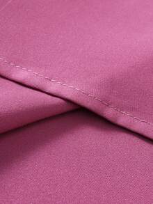 Manfinity Homme Men's Solid Color Single-Breasted Short Sleeve Shirt (Irregular Cut), Formal - Red Violet - View 4
