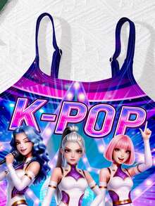 Áo tắm liền thân in hình nhóm nhạc nữ K-Pop nổi tiếng dành cho bé gái, thích hợp cho mùa hè và đi biển. - Nhiều màu - Xem 4