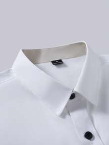 Manfinity Mode Men's Single-Breasted Casual Versatile Commuting Long Sleeve Formal Shirt, Ceremony - White - View 6