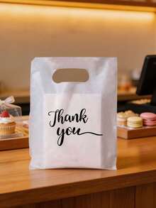 100pcs Elegant "Thank You" Gift Tote Bags - Black & Gold Cursive Lettering Reusable Plastic Shopping Bags, Flat Paper Bags, Plastic Carrier Bags, Wedding Party Birthday Gift Packaging Bags, Jewelry & Cosmetics Storage Totes. Perfect For Retail Stores, Boutiques, Parties, Corporate Events, Birthdays, Holiday Packaging, Christmas & Valentine's Day. - multicolor - View 9