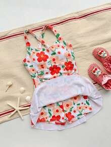 Dazy Kids 青少年女孩花卉掛脖式一件式泳衣 度假夏季款 - 彩色 - 查看 4