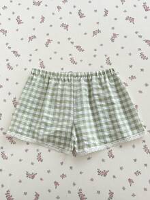 Elamini Quần short nữ màu xanh lá cây cạp thấp, trang phục đi biển, quần mùa hè, trang phục thường ngày khi đi biển, thời trang mùa xuân/hè. - màu xanh lá - Xem 2