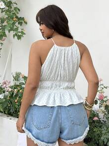 GalTyme Plus Size Women's Summer Solid Red Backless Camisole With Side Tie, Suitable For Street Vacation Wear Vacation Boho - Beige - View 2