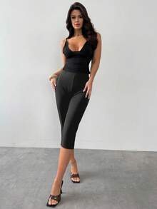 Firerie Quần legging nữ màu đen trơn thanh lịch, cạp cao, chất liệu dệt kim ôm sát, dài đến mắt cá chân, kiểu dáng thời trang đa năng. - Màu xám đen - Xem 10