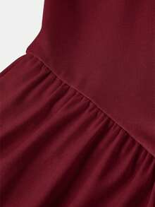 Tween Girls' Casual Sports Solid Color Criss-Cross Racerback Dress - Burgundy - View 5