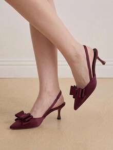 Eladyva vielseitige Pumps mit spitzer Kappe und niedrigem, hoher Absatz, stilvolle professionelle Damenschuhe, elegante, Slipper-Pumps - Bordeaux - Übersicht 4