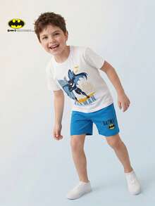 Maija Kids BATMAN X SHEIN Maija Kids 两件套男童休闲卡通图案圆领短袖T恤和短裤，适合夏季穿着 - 彩色 - 查看 5
