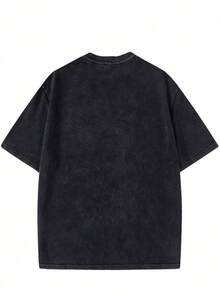 SHEIN 青少年男童字母印花水洗短袖T恤，休闲、舒适、时尚、百搭、可爱、柔软，适合日常穿着、上学、外出、运动、节日和派对。 - 彩色 - 查看 4
