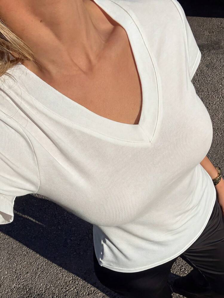White Crop Top, Elegant Slim Fit Blouse For Dates, Weddings, Parties, Commuting, Suitable For Spring & Summer