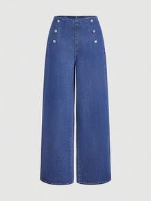 Sweetra Women's Casual Button Denim Pants, Spring/Summer - Light Wash - View 1