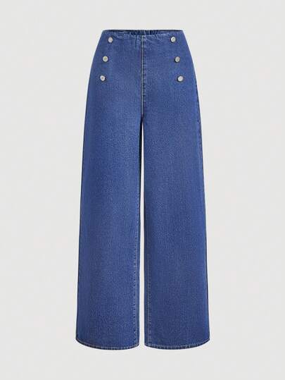 Sweetra Women's Casual Button Denim Pants, Spring/Summer