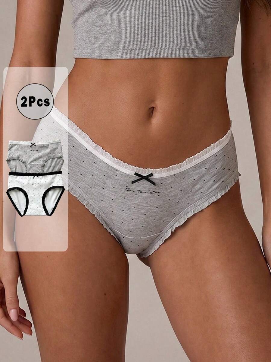 DAZY Set de 2 bragas cortas con estampado de lunares para mujer - Multicolor - Ver 1