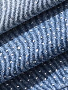 DAZY Pantalones vaqueros anchos y sueltos con lavado desgastado y brillante, pantalones casuales de verano para vacaciones para mujeres - Azul - Ver 7