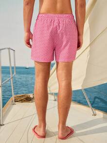 Manfinity VDAYZ Men's Polka Dot Drawstring Waist Casual Beach Shorts - Red - View 5