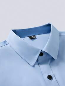 Manfinity Mode Men's Single-Breasted Casual Versatile Commuting Long Sleeve Shirt, Formal - Baby Blue - View 6