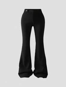 Sweetra High Waist Flare Leg Pants Fall Cloth For Women - Black - View 1