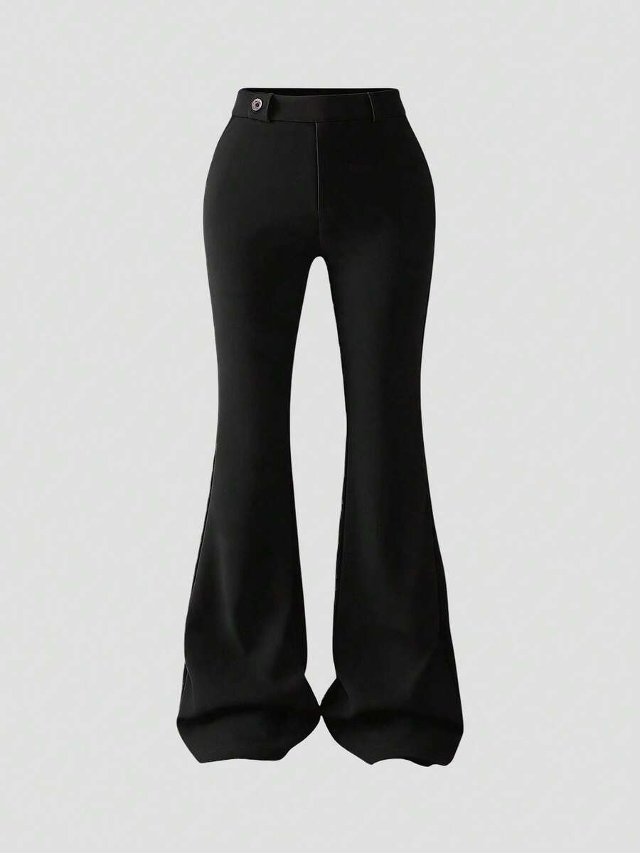 Sweetra High Waist Flare Leg Pants Fall Cloth For Women - Black - View 1
