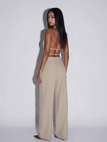 Normani 春夏女式音乐会服装 外出休闲装 2000年代 Y2K 90年代 俱乐部复古锐舞装 音乐节 老钱街头风 复活节 圣帕特里克节 女士派对 海滩婚礼 外出 毕业典礼 优雅度假 休闲音乐节 正式音乐节派对 奢华乡村风 露背吊带通勤休闲条纹度假两件套 - 杏色 - 查看 4