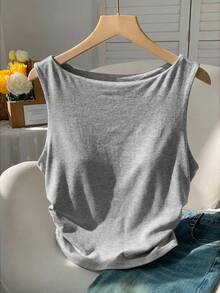 Comfortcana Pure White Cotton Camisole, Spring/Summer,Summer Top - Grey - View 4