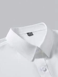 Manfinity Mode Men's Versatile Solid Color Long Sleeve Formal Shirt For Commuting, Ceremony - White - View 6