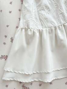 Flirla Women's Sexy Backless Halter Neck Dress, Hollow Out Beach Vacation Mini Dress - White - View 6