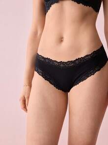 Bonmuse 5pcs/Set Solid Color Lace Trim Striped Breathable Sexy Women's Panties - Multicolor - View 3