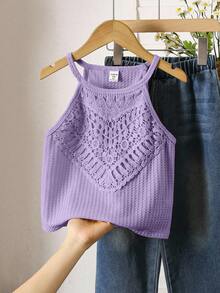 Elladie kids Áo croptop ren móc cổ yếm mùa hè dành cho bé gái, thích hợp đi biển hoặc vùng quê. - Màu tím - Xem 1