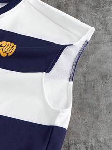 AXEPEAK Áo tank top nam cổ tròn kẻ sọc in chữ, kiểu dáng thường ngày. - Nhiều màu - Xem 5