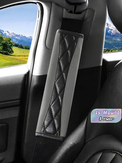 1 Piece 3D Embroidered Faux Sheepskin Car Seatbelt Shoulder Pad, Comfortable And Pressure Reducing, Car Accessory.,Car Seat Belt Shoulder Pads, Anti-Strain Leather, Bubble Wrap, Unisex Design, Premium Look, Suitable For All Seasons.