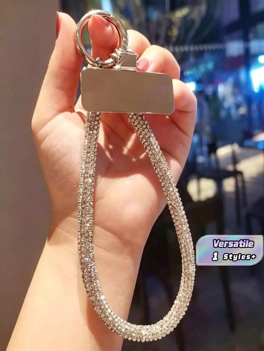 1 dây đeo điện thoại pha lê sang trọng, dây đeo đính đá nhẹ, có thể tháo rời kèm ngăn đựng thẻ. - Dây chuyền kim cương màu AB + Thẻ hình chữ T - Xem 1