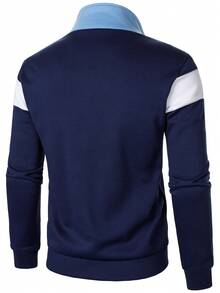 Manfinity Homme Men's Contrast Color Zip Front Casual Hoodie - Multicolor - View 2