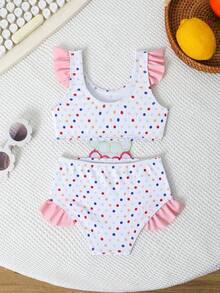 SHEIN Infant & Baby GirlColorful Ice Cream Embroidered Romper, Casual Cute Outfit Suitable For Summer Vacation, Beach, Pool, Holiday Party - Multicolor - View 2