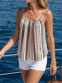 Sylviya Áo tank top hai dây in sọc dáng rộng thoải mái cho nữ, thích hợp cho kỳ nghỉ hè. - Nhiều màu - Xem 6