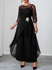 Reflora Plus Size Elegant Commuter Solid Color Lace Patchwork 3D Floral Decor Jumpsuit,
Summer Dresses For Women,Spring Dresses,Winter Dress, Festival Outfits For Women,Easter Dress Women,Elegant Dresses For Party,Elegant Long Party Dress,Beach Outfits For Women,Wedding Guest Dress For Women,Wedding Party Dress,Dress For Wedding Guest,Bridesmaid Dress,Graduation Dress For Women,Graduation Outfit For Mother,Elegant Dresses For Party,Elegant Dresses For Ladies,Elegant Women's Set,Casual Dresses For Women, Vacation Outfits Women,Holiday Outfits For Women,Summer Holiday Outfits,Holiday Dresses,Formal Dresses For Women,Formal Attire For Women,Luxury Evening Dresses For Women,Luxury Evening And Occasion Dresses,Luxury Evening Dresses For Weddings,Work Outfits For Women,Office Outfits For Women,Office Wear For Women,Country Concert Outfit,Mother Of Groom Dress,Teal Dress Plus Size - Black - View 7