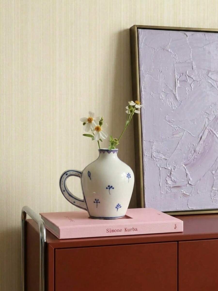 Cirelle 1个双面手绘花瓶,桌面装饰花瓶,陶瓷小花瓶,插花器具,适用于家居、卧室、阳台、客厅装饰,适合作为圣诞节、万圣节、新年礼物 - 陶瓷花瓶 - 查看 1