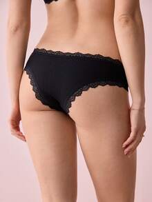 Bonmuse 7pcs/Pack Women's Floral Contrast Color Lace Trim 100% Cotton Panties - Multicolor - View 2