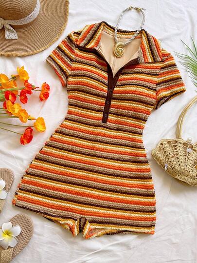 Soleia Striped Casual Jumpsuit For Women, Suitable For Valentine's Day, Vacation, Date, Beach