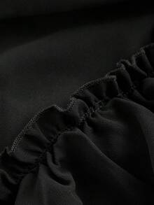 SHEIN MOD 大码女式不对称荷叶边下摆半身裙 - 黑色 - 查看 3
