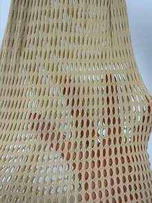 Swim SXY 2pcs Women Solid Color Sexy Hollow Out Tight Mesh Cover Up - Khaki - View 4
