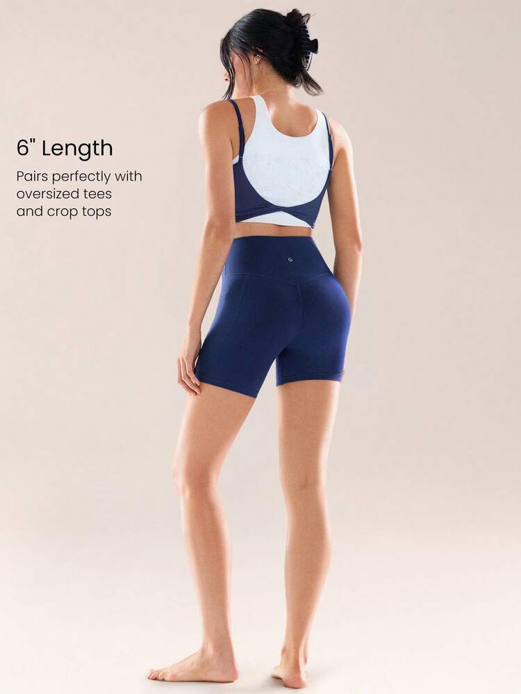 6" FeatherFit™ Flex Biker Shorts With Side Pockets Low Impact Yoga Pilates Daily