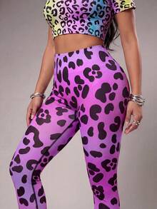 Radiana Women's Leopard Print 7/8 Length Leggings Yoga Fitness Outdoor Lifestyle Casual Sports, Running Workout, Gym - Black - View 7
