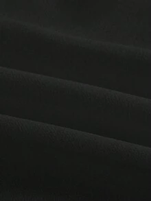 Qadelle Áo crop top tay dài buộc nơ phía trước màu trơn dành cho nữ, mặc thường ngày - màu đen - Xem 6