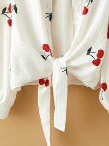 New Women's Casual Solid Color Chiffon Blouse With Short Batwing Sleeves - 白色 3 - 查看 6